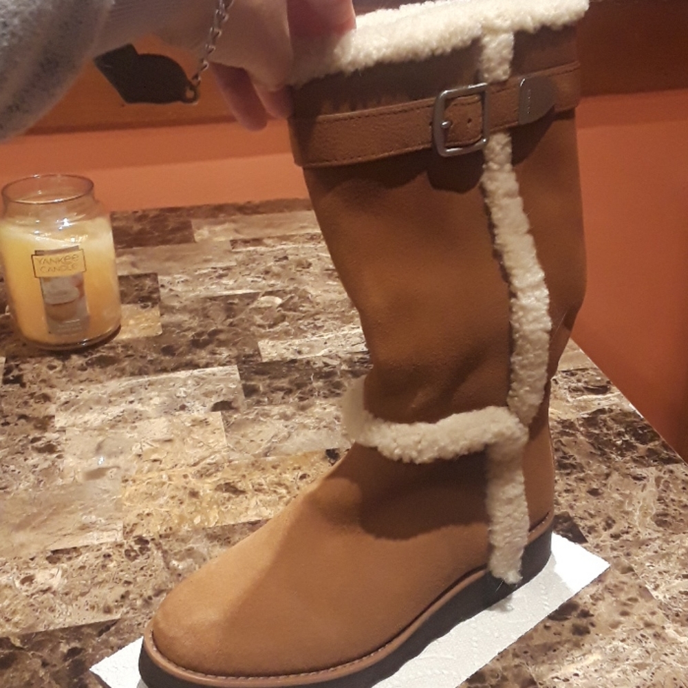 Womens Furry warm Coach suede boots